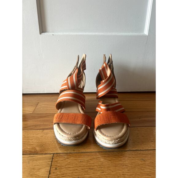Tommy Hilfiger Striped Platform Sandals – Orange/White - Picture 3 of 3